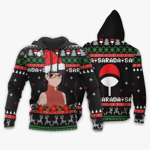 Divesart - Sarada Uchiha Weihnachtspullover und Hoodie Custom Boruto Anime Weihnachtsgeschenke